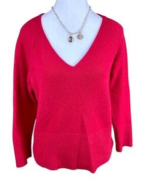 Wendy B Sweater Red Cashmere V-Neck  (M)